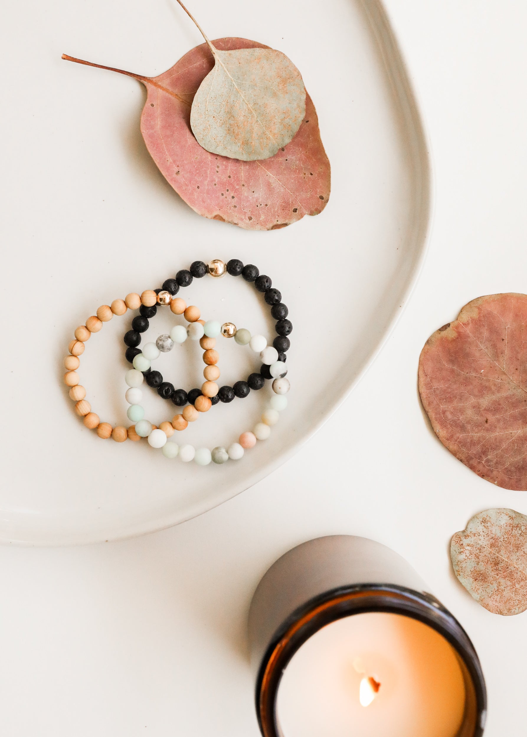Cypress Wood + 14K Gold Filled || Beaded Stretch Bracelet by CanyonLeaf