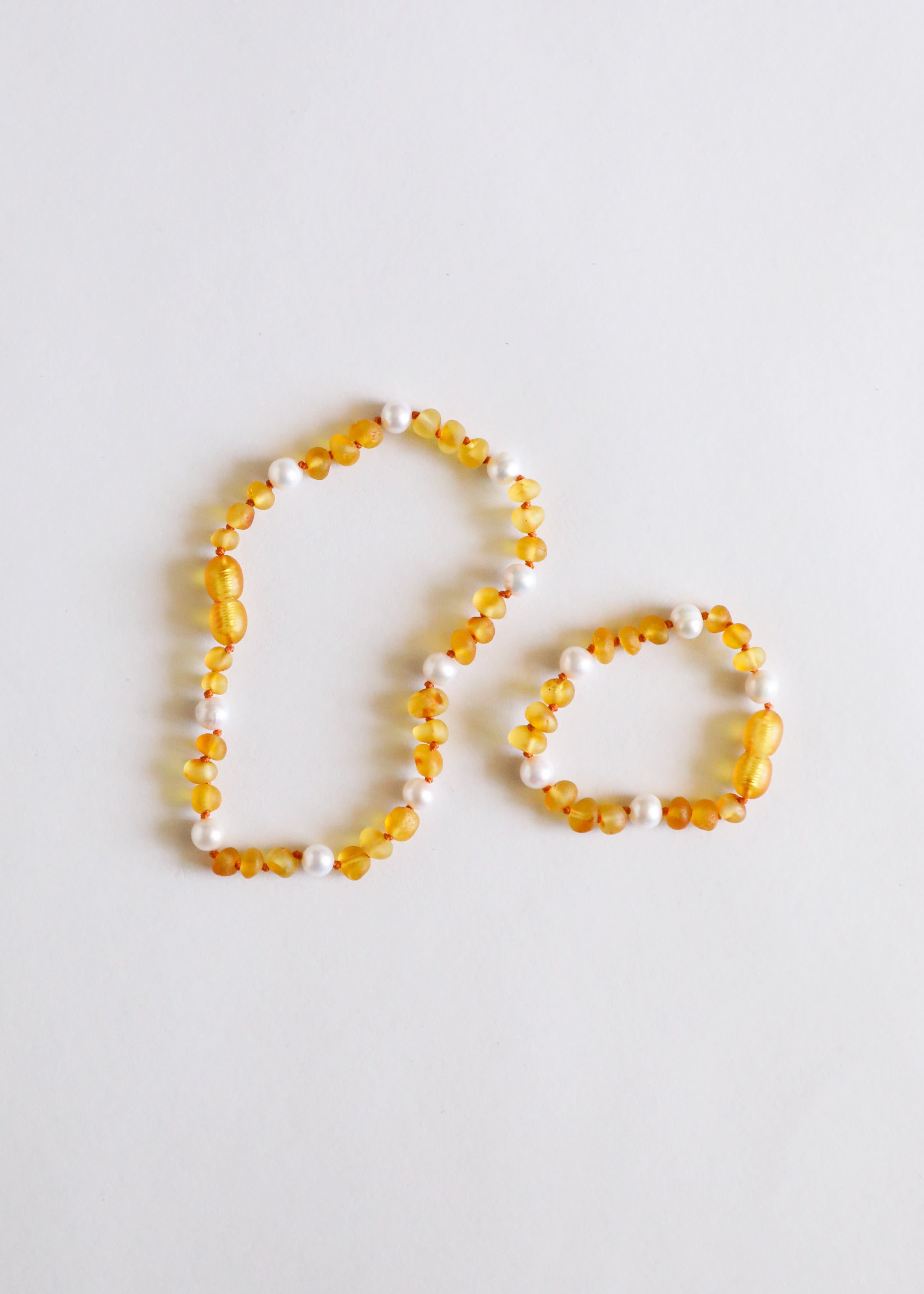 Raw Honey Baltic Amber + Pearl Halo || Anklet or Bracelet by CanyonLeaf