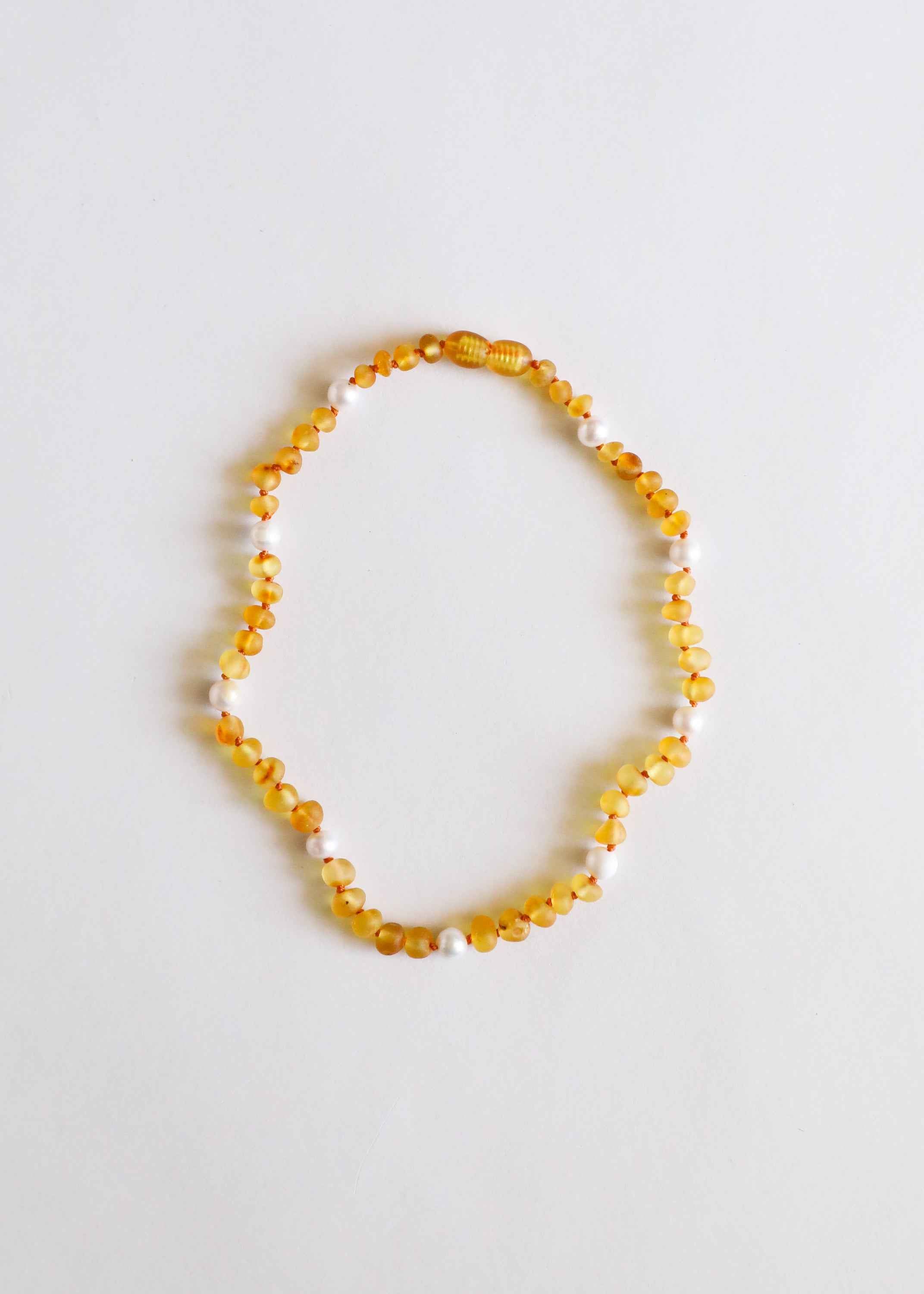 Raw Honey Baltic Amber + Pearl Halo || Necklace Set by CanyonLeaf