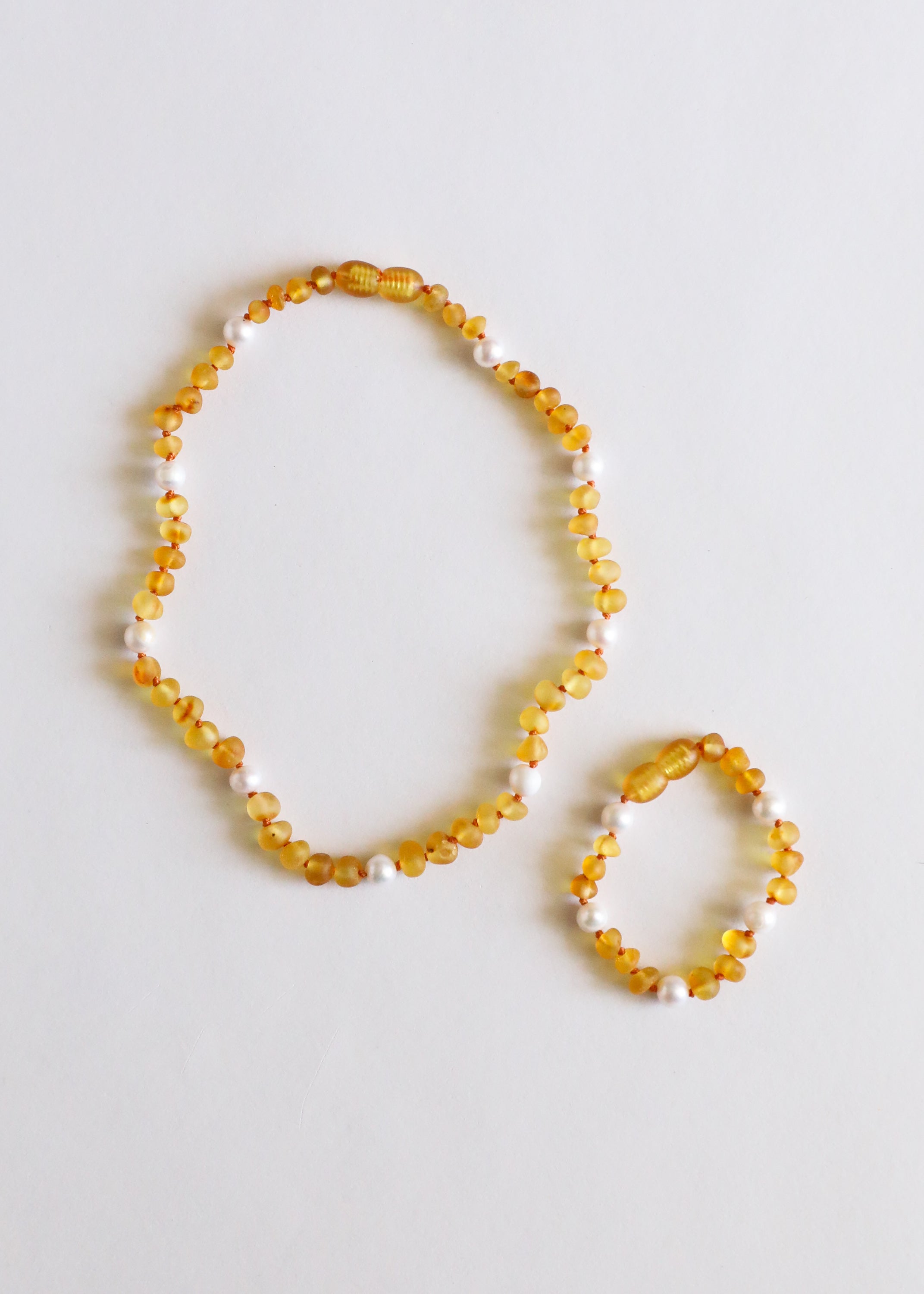 Raw Honey Baltic Amber + Pearl Halo || Necklace by CanyonLeaf