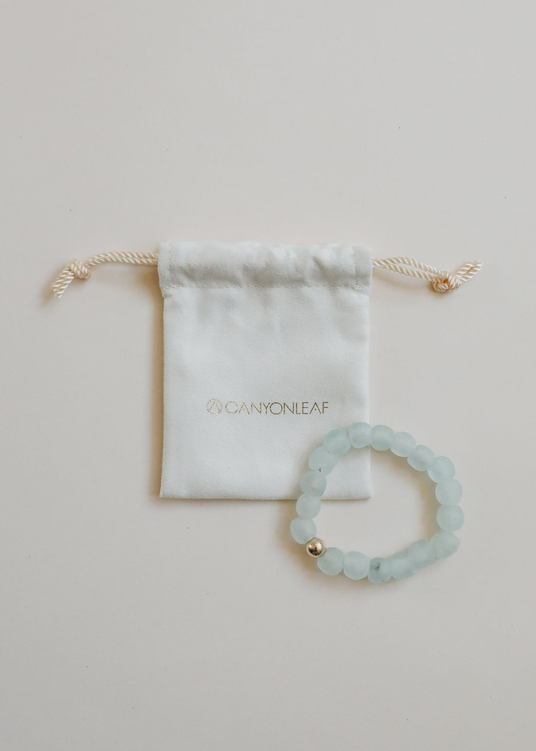 Blue Sea Glass + 14k Gold Filled or Sterling Silver || Stretch Bracelet by CanyonLeaf