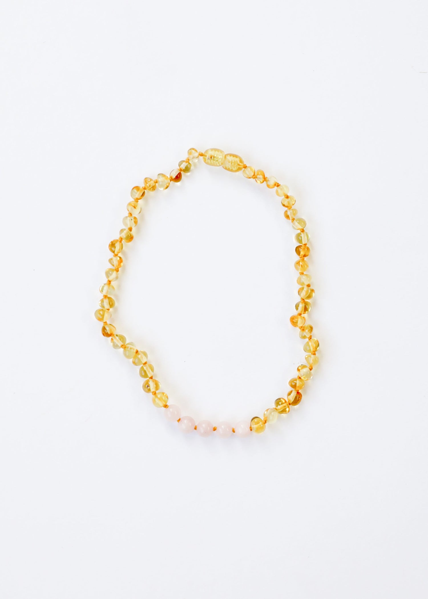Polished Honey Baltic Amber + Rose Quartz || Necklace by CanyonLeaf