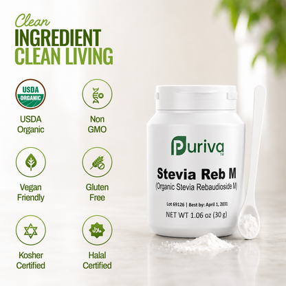 Stevia Reb M powder, (Reb-M | Rebaudioside M), 60 grams | 2,000 servings, Puriva Nutrition by Puriva Nutrition