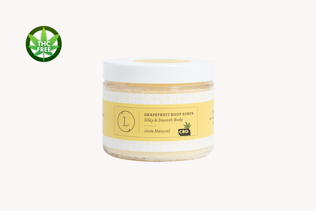 CBD Grapefruit Body Salt Scrub with CBD - Moisturizing and fresh (THC free) by Lizush