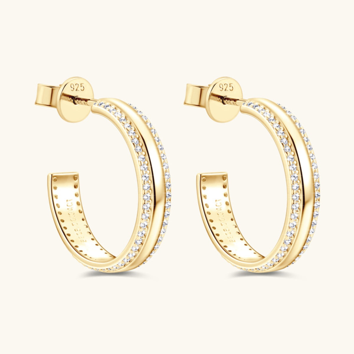 Pure Sterling Silver Inlaid Sparkala™ C-Hoop Earrings by Sparkala