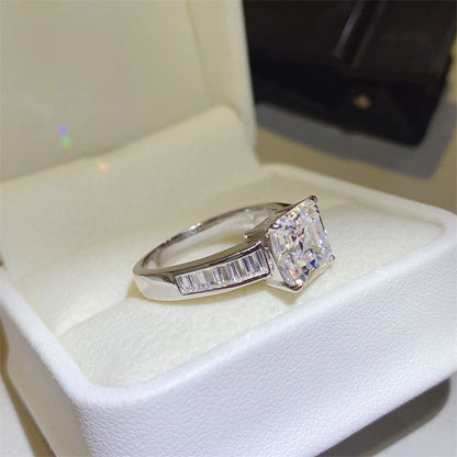 3 Carat Asscher Cut Sparkala™ Pure Sterling Silver Square Shape Ring by Sparkala