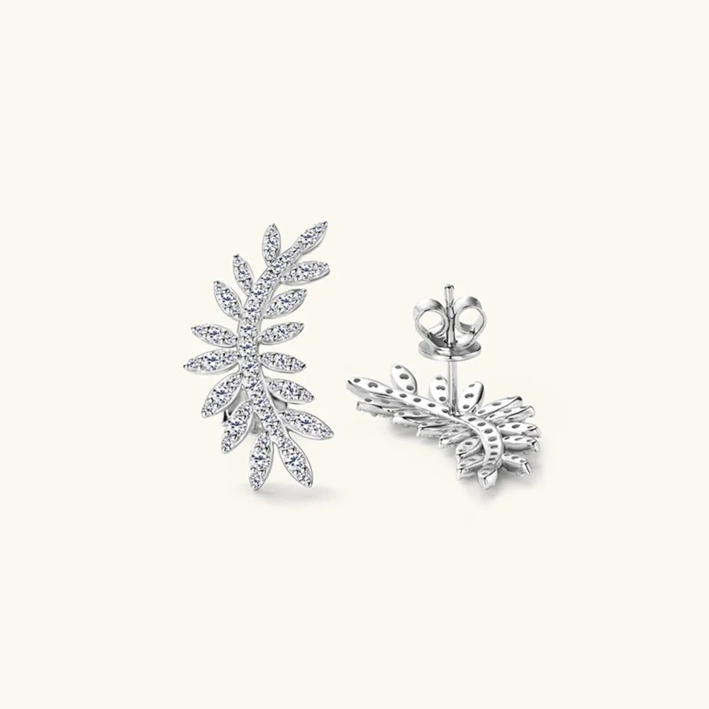 Sparkala™ 925 Sterling Silver Leaf Shape Stud Earrings by Sparkala