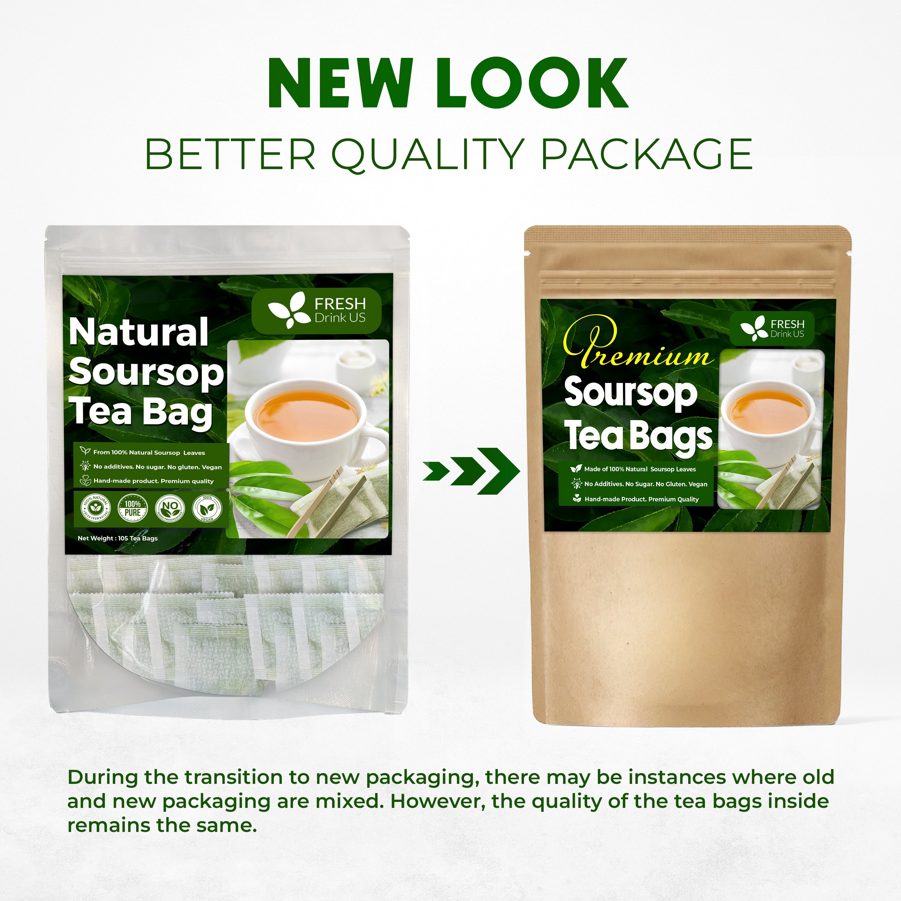 Premium Soursop Leaves Tea bags, Dried Soursop Leaves, Soursop Leaf Powder, Guanabana Leaves Tea, Hoja Guanabana Tea by FreshDrinkUS - Natural and Premium Herbal Tea