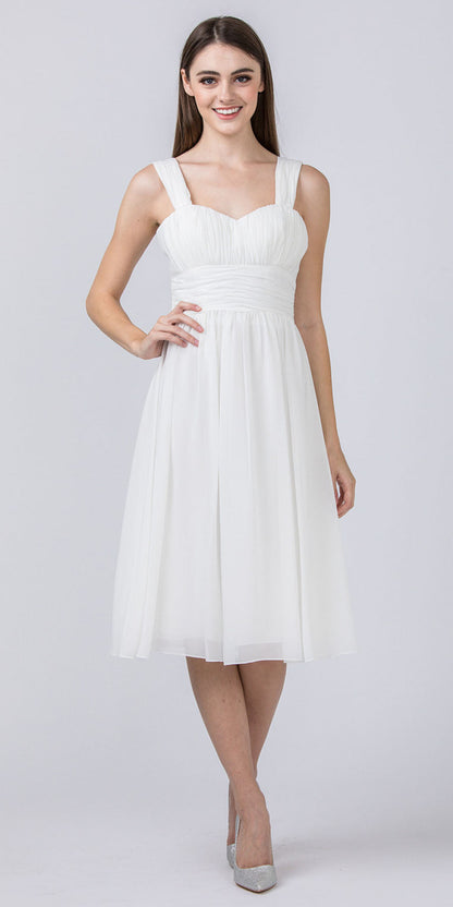 CLEARANCE - Lilac Short Wedding-Guest Dress Ruched-Bodice (Size Medium) by DiscountDressShop