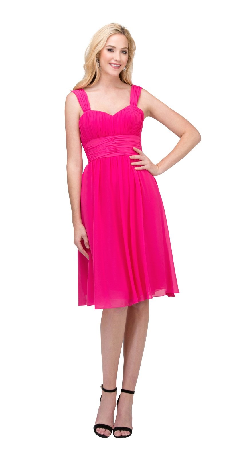 CLEARANCE - Lilac Short Wedding-Guest Dress Ruched-Bodice (Size Medium) by DiscountDressShop