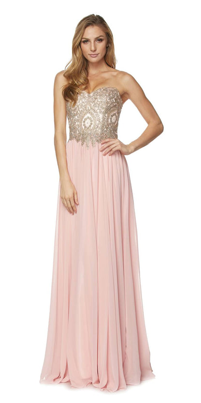 Juliet 608 Embroidered Bodice Long Formal Dress Lace Up Back by DiscountDressShop
