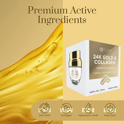 24K Gold &amp; Collagen Daily Face Moisturizer - Dermatologist Tested, Reduces Fine Lines, Anti-Aging, Clean Beauty, Cruelty-Free Korean Skincare, All Skin Types - 1.69 Oz by Korean Skin Care
