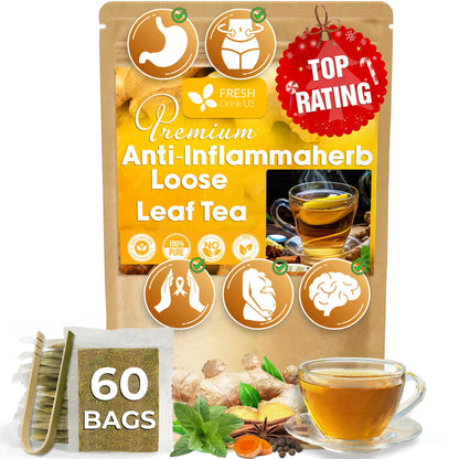 Anti-Inflammaheb Loose Leaf Tea, 100% Natural from Ginger, Turmeric, Peppermint, Black Pepper, Cinnamon by FreshDrinkUS - Natural and Premium Herbal Tea