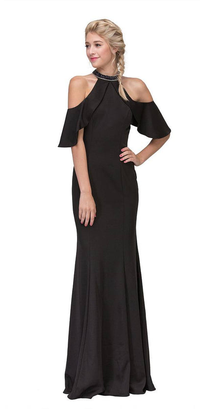 CLEARANCE - Eureka 6110 Cold Shoulder High Neckline Mermaid Gown (Size XS) by DiscountDressShop