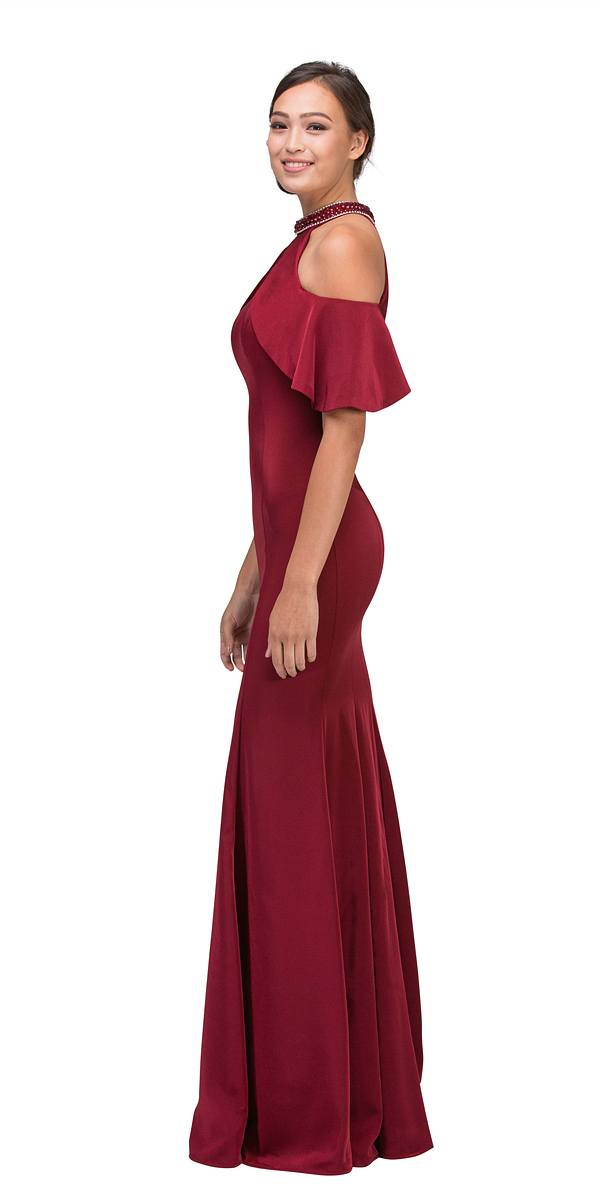 CLEARANCE - Eureka 6110 Cold Shoulder High Neckline Mermaid Gown (Size XS) by DiscountDressShop