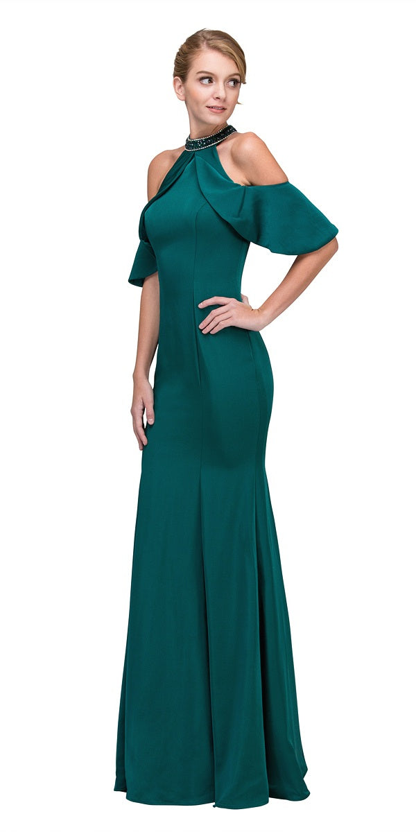 CLEARANCE - Eureka 6110 Cold Shoulder High Neckline Mermaid Gown (Size XS) by DiscountDressShop