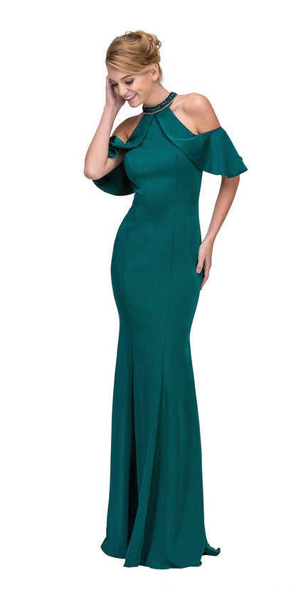 CLEARANCE - Eureka 6110 Cold Shoulder High Neckline Mermaid Gown (Size XS) by DiscountDressShop