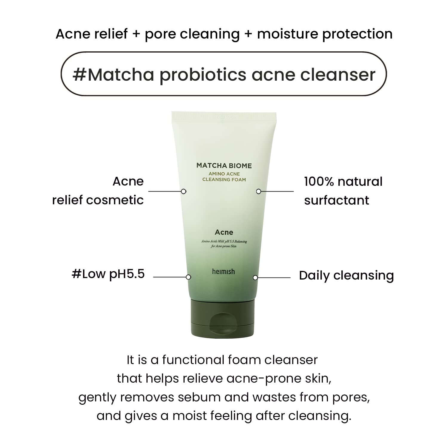 Heimish Matcha Biome Amino Acne Cleansing Foam by AsiaBeautyMall