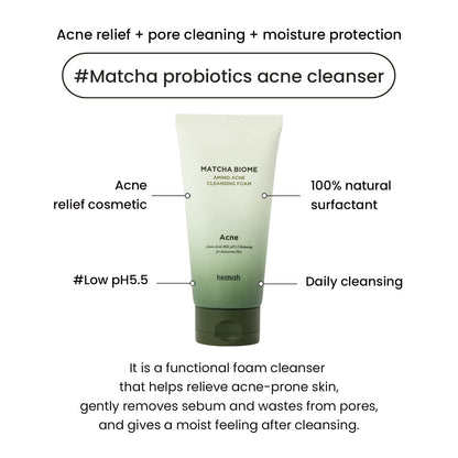 Heimish Matcha Biome Amino Acne Cleansing Foam by AsiaBeautyMall
