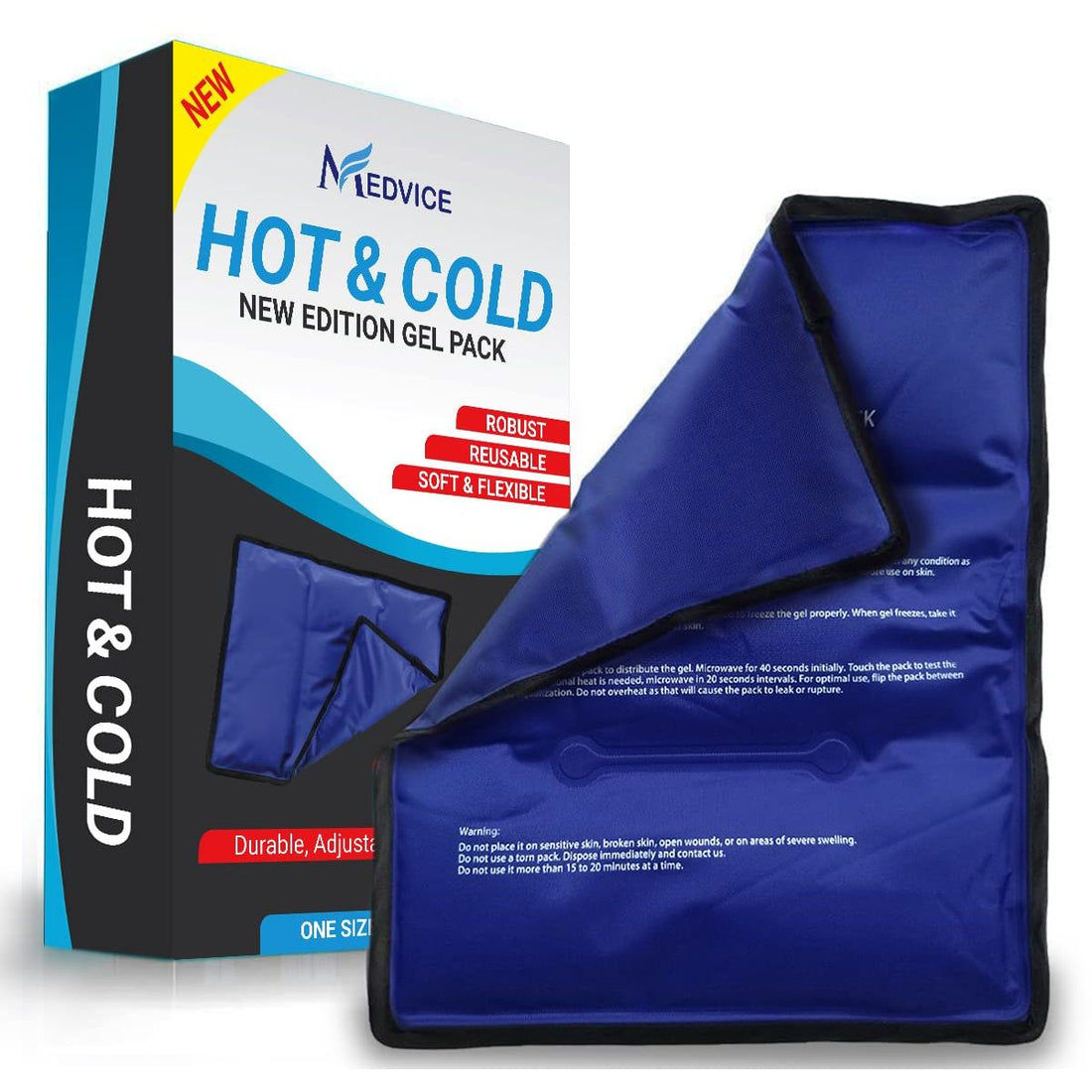 Reusable Hot and Cold Gel Pack (Large) - Flexible Compress for Pain Relief, Injuries &amp; Recovery (2-Pack) by Pasteur Pharmacy