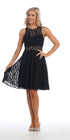CLEARANCE - Celavie 6201s Sleeveless Black Lace Dress Knee Length (Size L) by DiscountDressShop