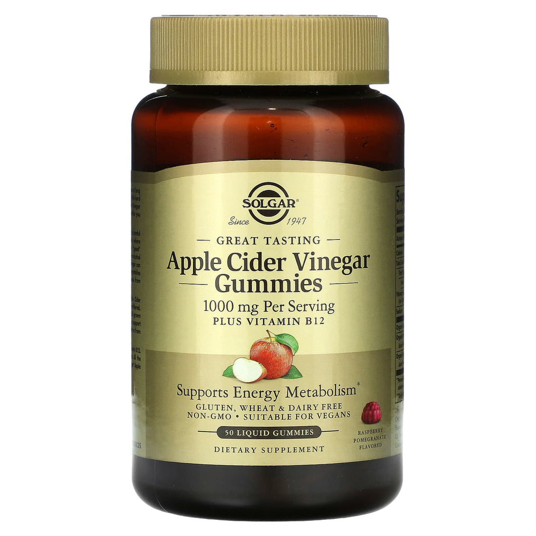 Solgar Apple Cider Vinegar 1000 Mg Plus B12, 50 Liquid Gummies by Pasteur Pharmacy
