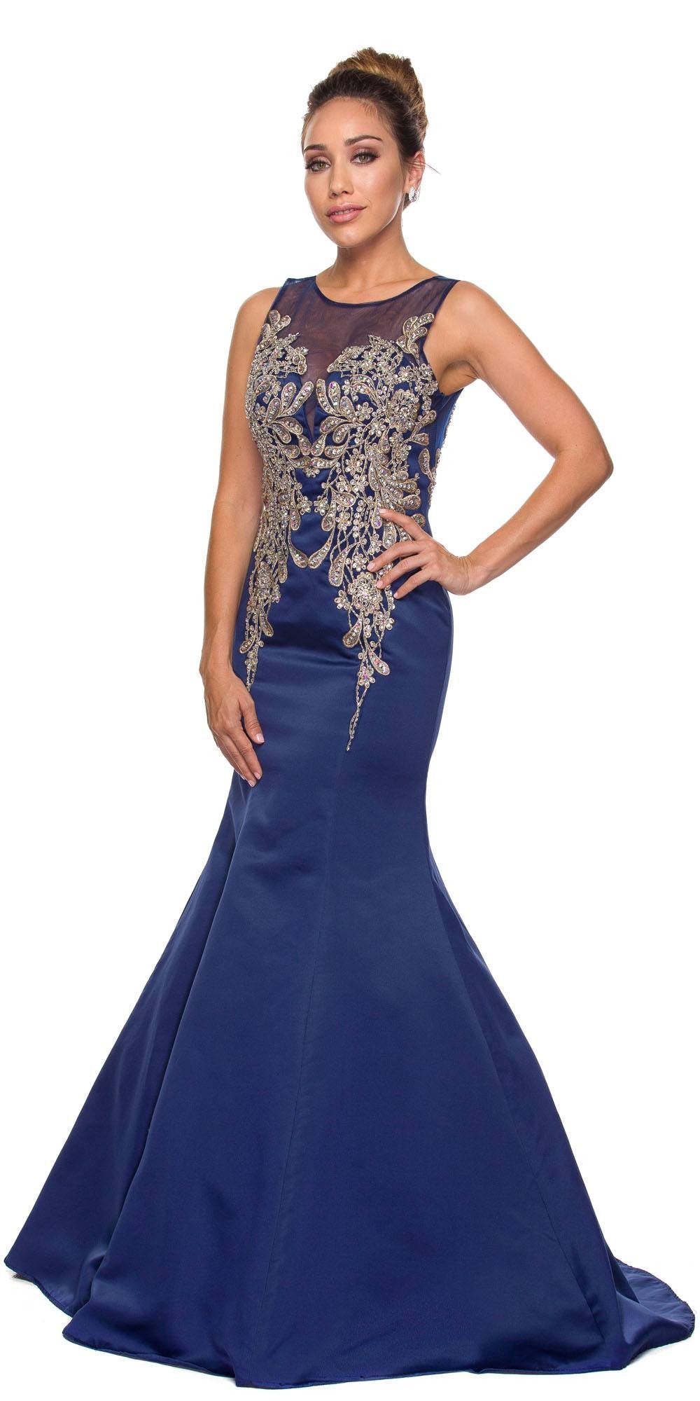 Juliet 623 Trumpet Style Gown with Applique Beading by DiscountDressShop