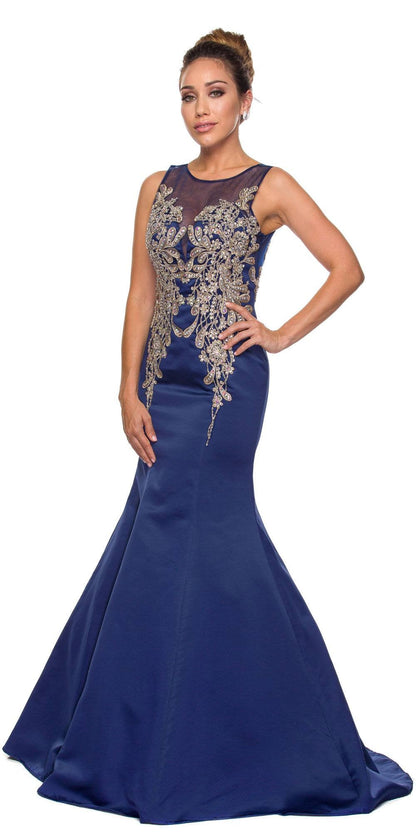 Juliet 623 Trumpet Style Gown with Applique Beading by DiscountDressShop
