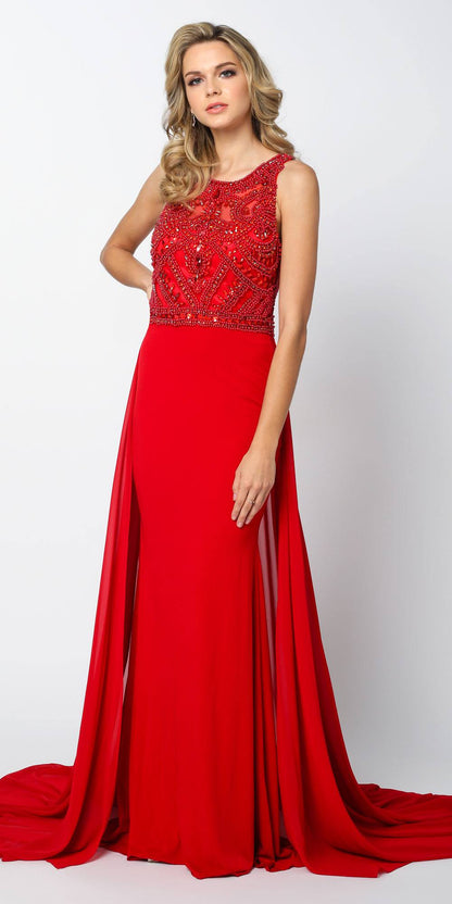 Juliet 628 Embellished Bodice Fit and Flare Prom Gown with Train by DiscountDressShop