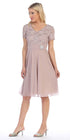 CLEARANCE - Celavie 6320S Knee Length Dress With Short Sleeves (Size L) by DiscountDressShop