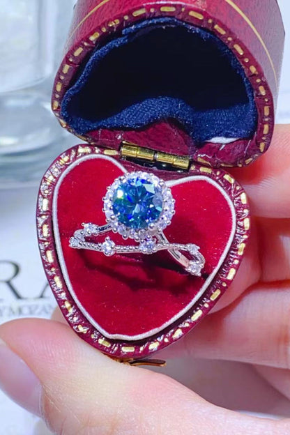 1 Carat Blue Brilliant Round Cut Sparkala™ Platinum Over Pure Sterling Silver Ring (Blue Or Purple) by Sparkala