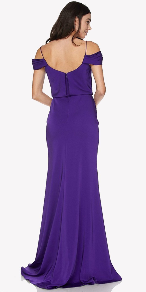 Juliet 641 Off Shoulder Long Dress Spaghetti Strap by DiscountDressShop