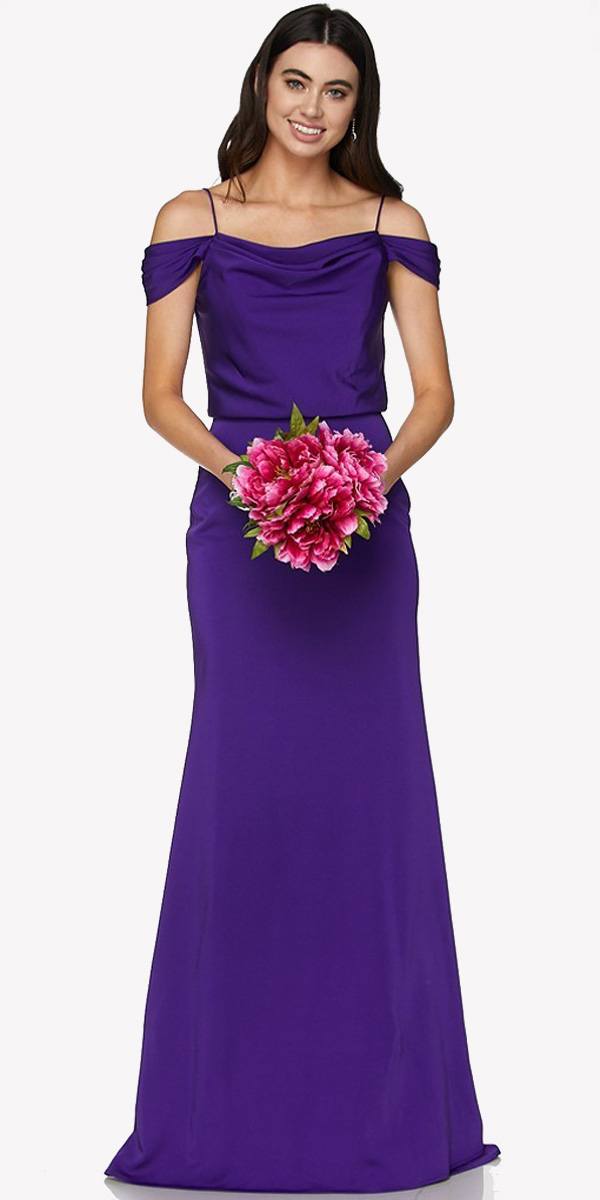 Juliet 641 Off Shoulder Long Dress Spaghetti Strap by DiscountDressShop