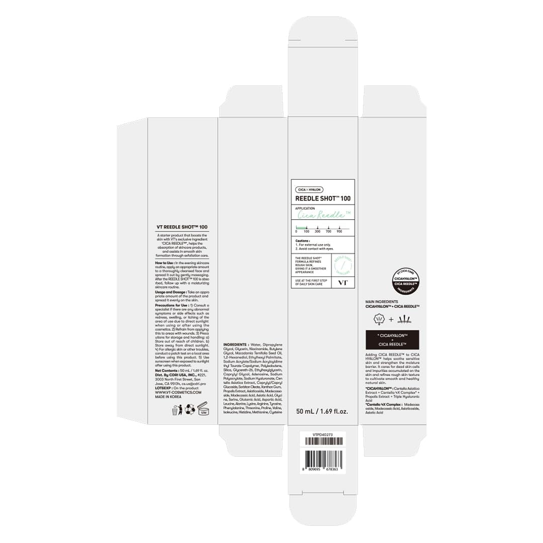 CICA Reedle Shot 100, Spicule Microneedling Serum for Pore Care &amp; Exfoliation, Exosome, Centella Asiatica for Glass Skin, Skin Texture, Korean Liquid Skin Booster (1.69 Fl Oz / 50Ml) by Korean Skin Care