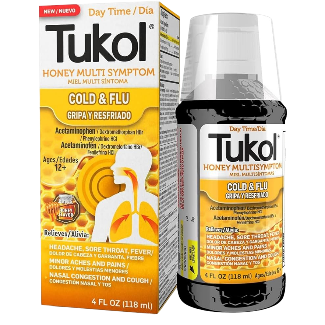 Tukol Honey Multi-Symptom Cold &amp; Flu Relief Liquid (4oz) by Farmacias Savia