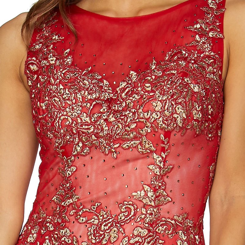 Juliet 656 Sleeveless Appliqued Mermaid Gown Godets and Train by DiscountDressShop