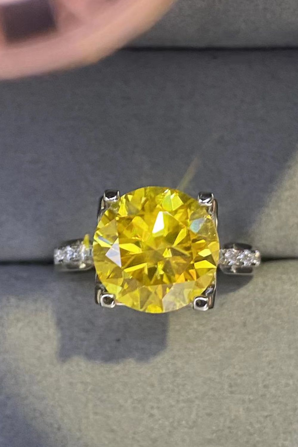 5 Carat Yellow Yellow Brilliant Round Cut Sparkala™ Platinum Over Pure Sterling Silver Ring by Sparkala