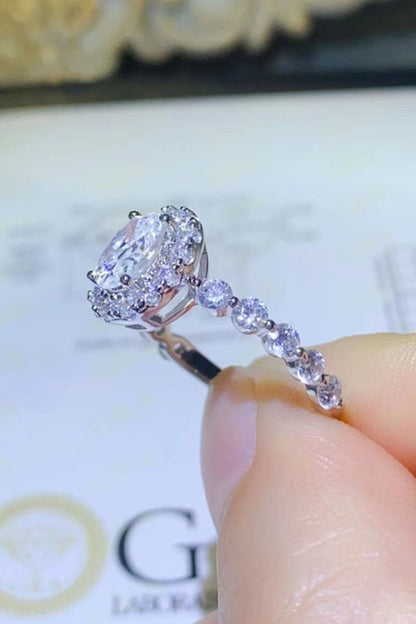 Adored 1 Carat Oval-Cut Sparkala™ Platinum Over Pure Sterling Silver Halo Ring by Sparkala