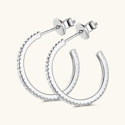 Inlaid Sparkala™ Pure Sterling Silver C-Hoop Earrings by Sparkala