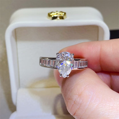3 Carat Pear-Cut Sparkala™ Pure Sterling Silver Ring by Sparkala