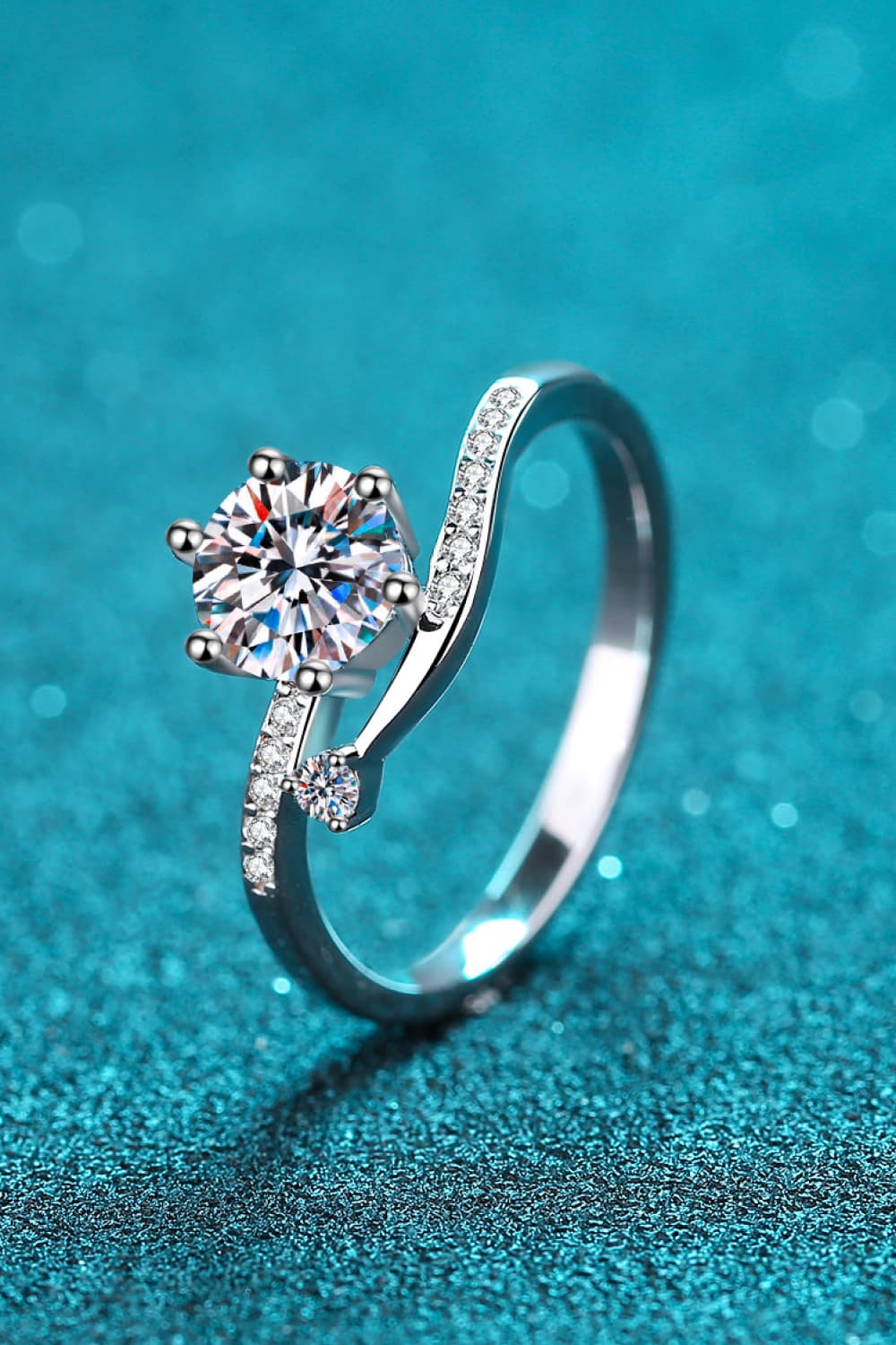 1 Carat Brilliant Round Cut Sparkala™ 925 Sterling Silver Bypass Ring by Sparkala