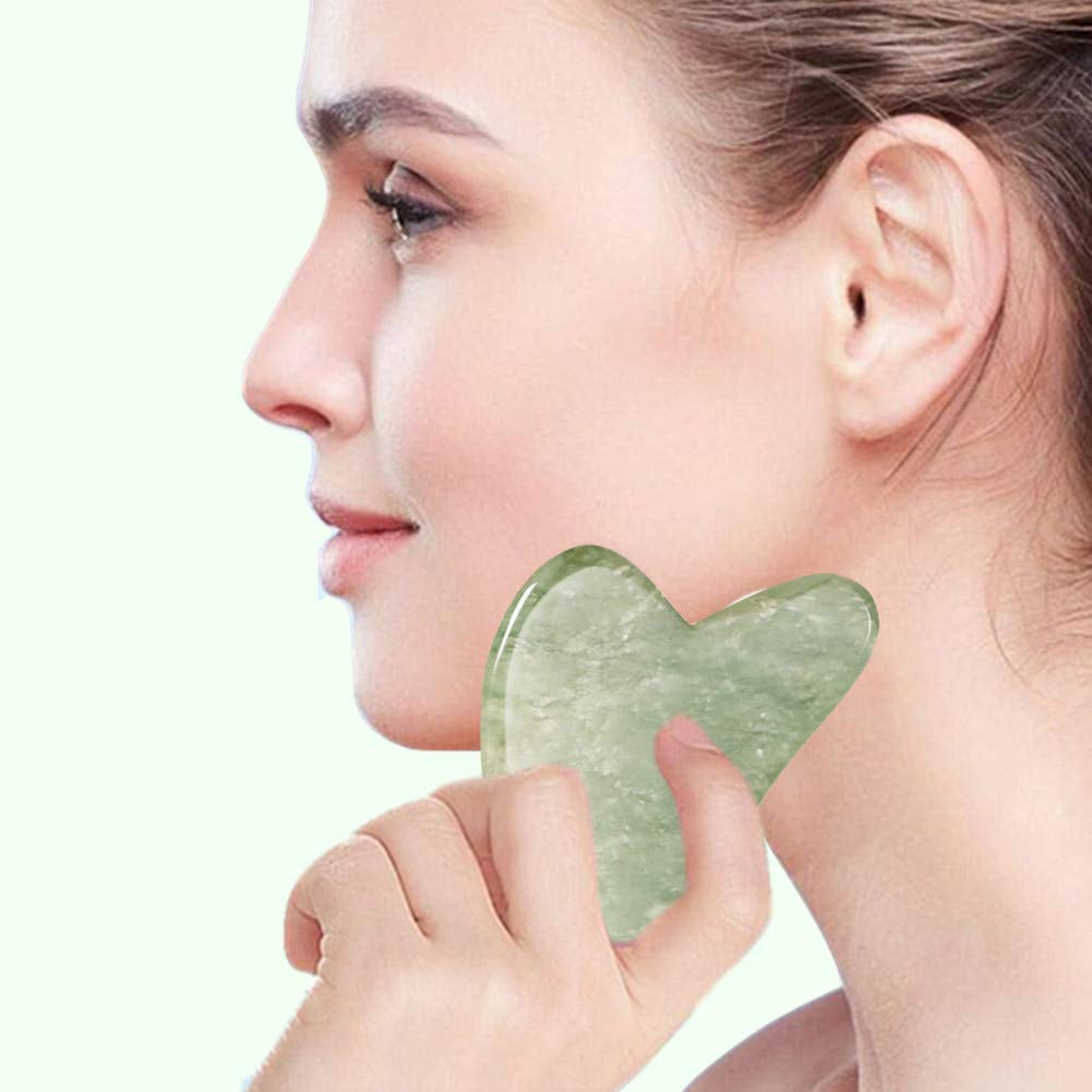 Gua Sha Facial Tools Jade Roller for Face - Facial Massage Tool for anti Aging Wrinkles and Skin Rejuvenate -100% Natural Jade Stone for Face Eyes (Jade Roller+Gua SHA) by Korean Skin Care