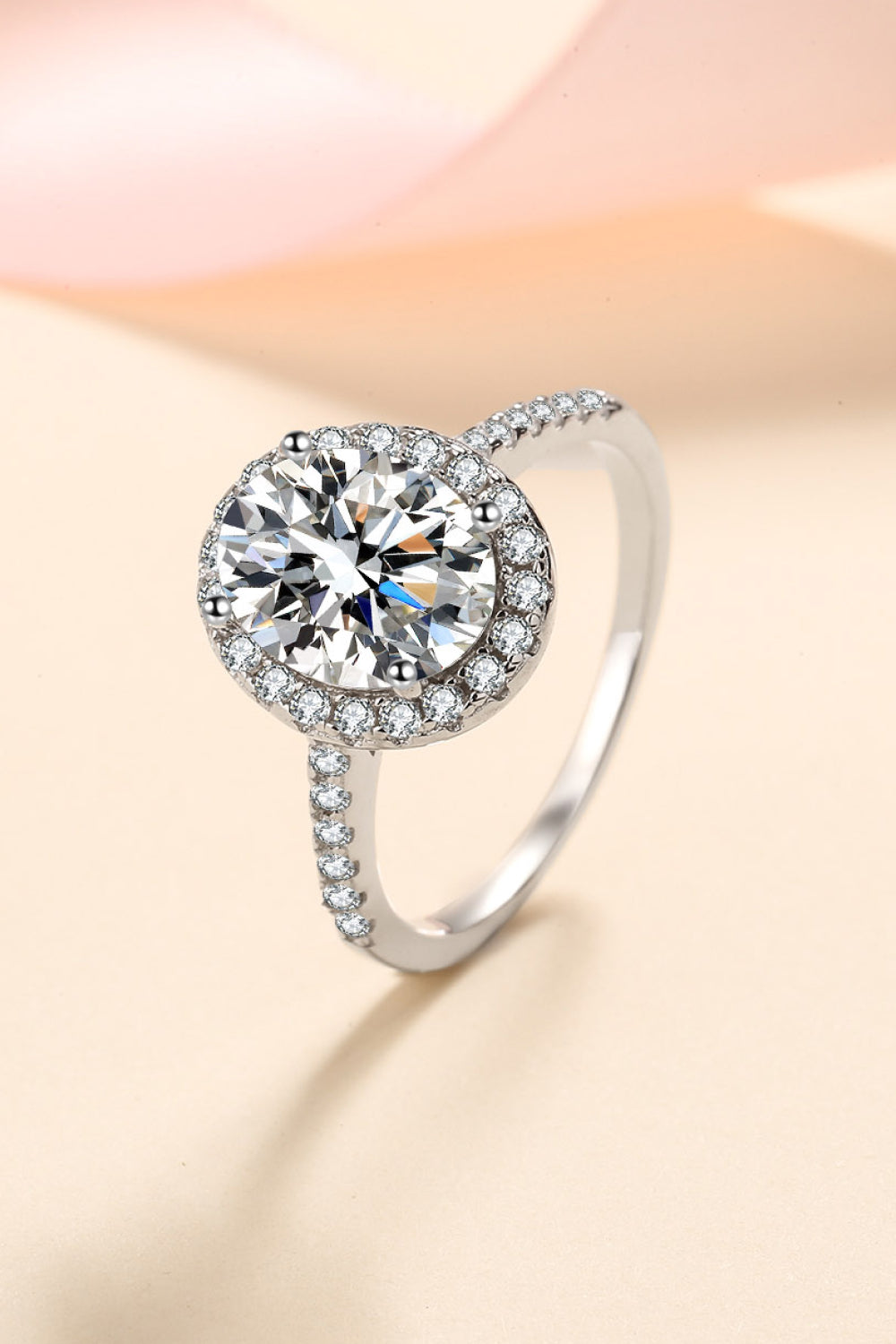 2 Carat Oval-Cut Sparkala™ 925 Sterling Silver Halo Ring by Sparkala