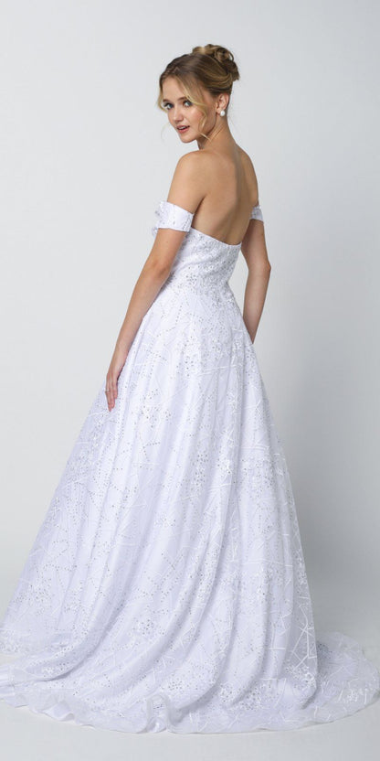 Juliet 692 Long Embroidered Lace Ball Gown Dress With Arm Band by DiscountDressShop