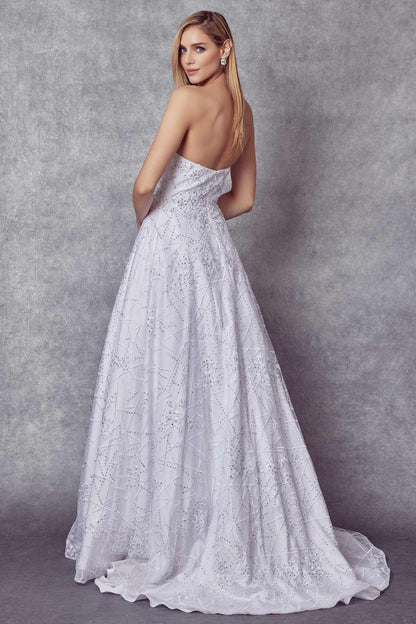 Juliet 692 Long Embroidered Lace Ball Gown Dress With Arm Band by DiscountDressShop