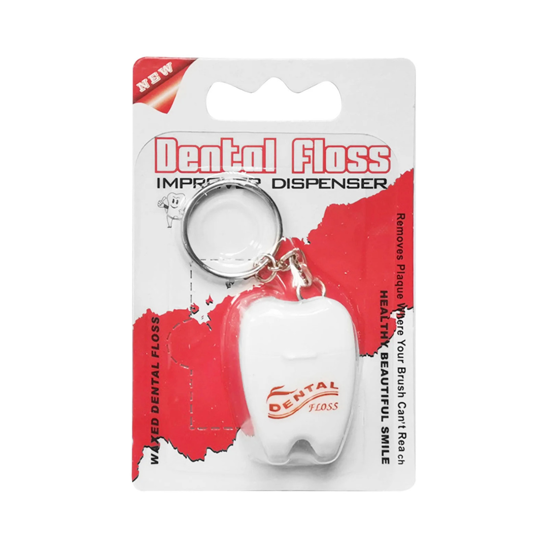 Portable Tooth-Shaped Dental Floss Keychain (Waxed) by Farmacias Savia
