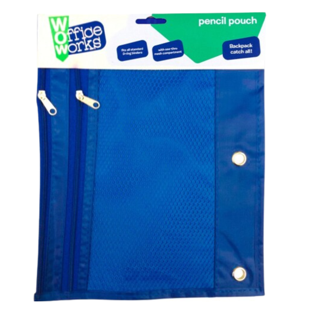WOW Office Works 3-Ring Binder Pencil Pouch Blue (1ct) by Farmacias Savia