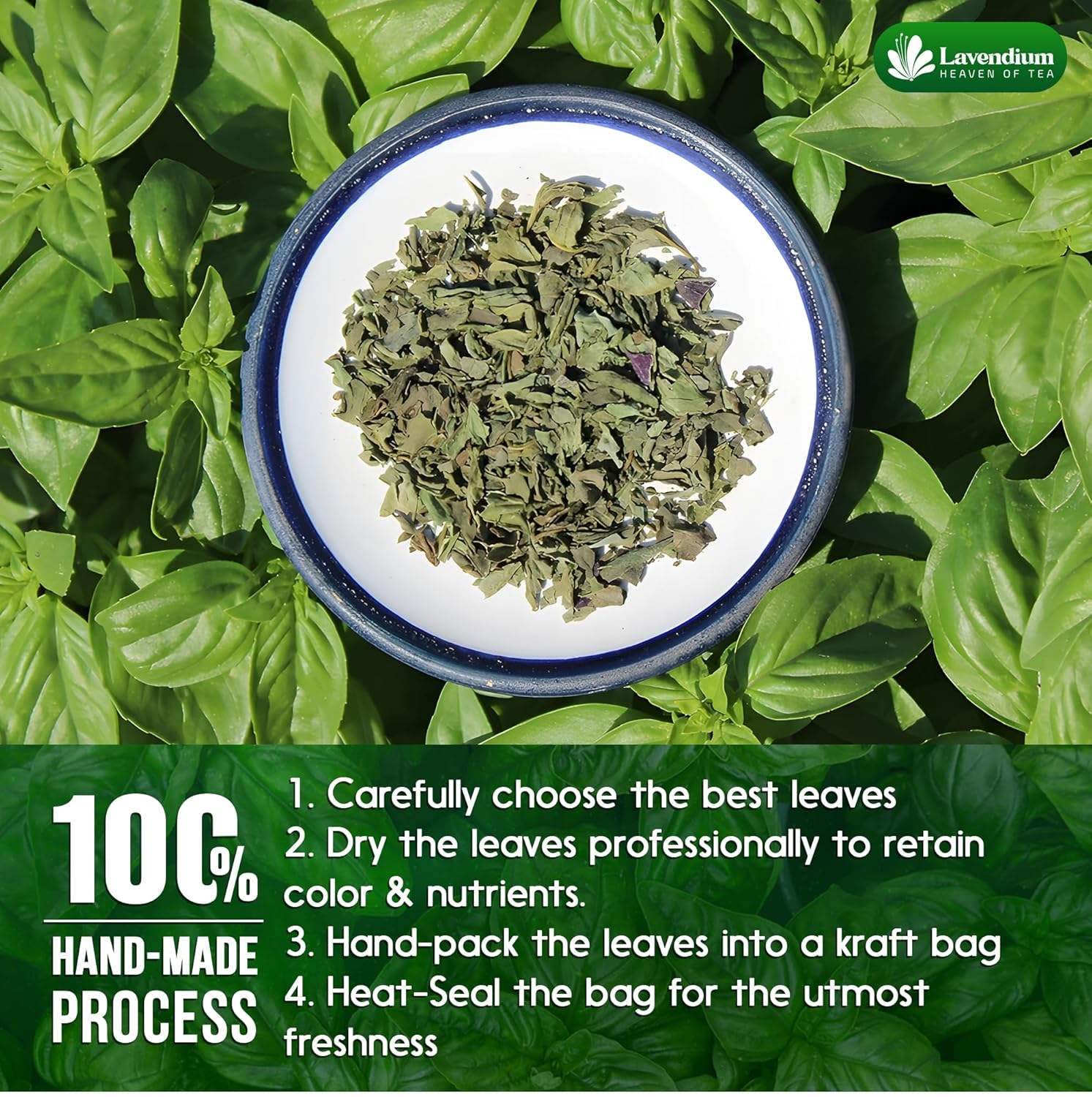 Premium Dried Basil – 100% Pure, Non-GMO, Gluten-Free, Vegan – Aromatic Culinary Herb for Cooking, Garnish, and Seasoning by FreshDrinkUS - Natural and Premium Herbal Tea