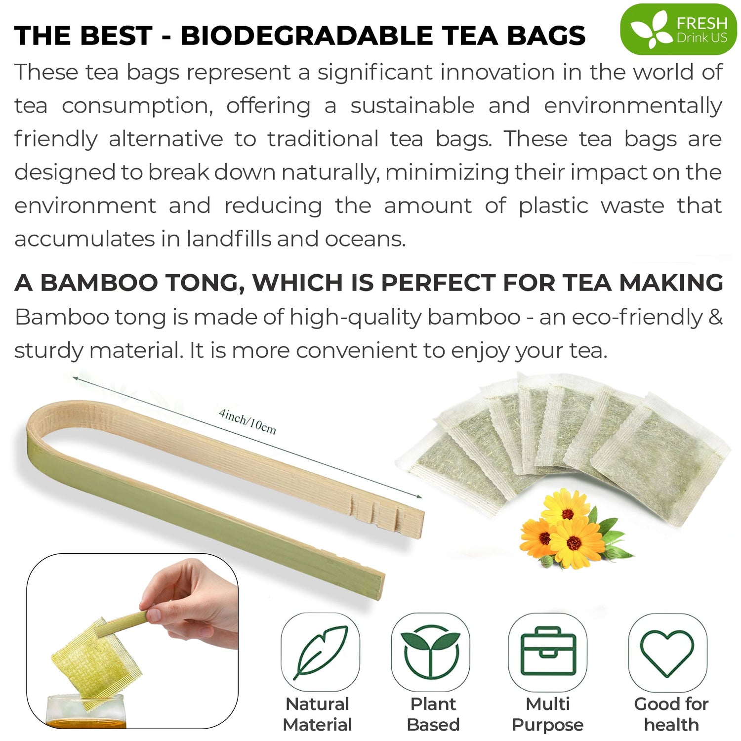Moringa Leaf Tea Bags, 100% Natural &amp; Pure from Moringa Leaves. Loose Leaf Moringa Herbal Tea. Moringa Leaf Tea. No Sugar, No Caffeine, No Gluten, Vegan by FreshDrinkUS - Natural and Premium Herbal Tea