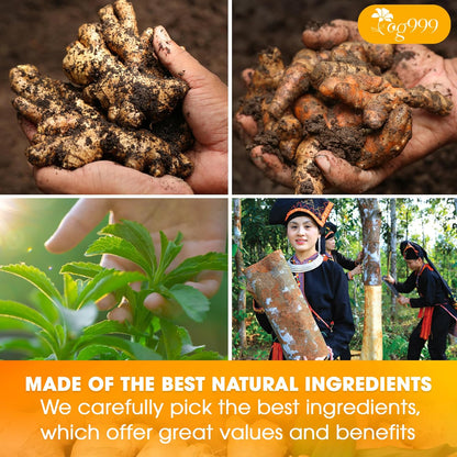 Premium Ginger, Turmeric and Cinnamon, Hand-made Blend of Ginger, Turmeric, Cinnamon, Orange Peel, Black Pepper, Hawthorn Berry and Jasmine. by FreshDrinkUS - Natural and Premium Herbal Tea